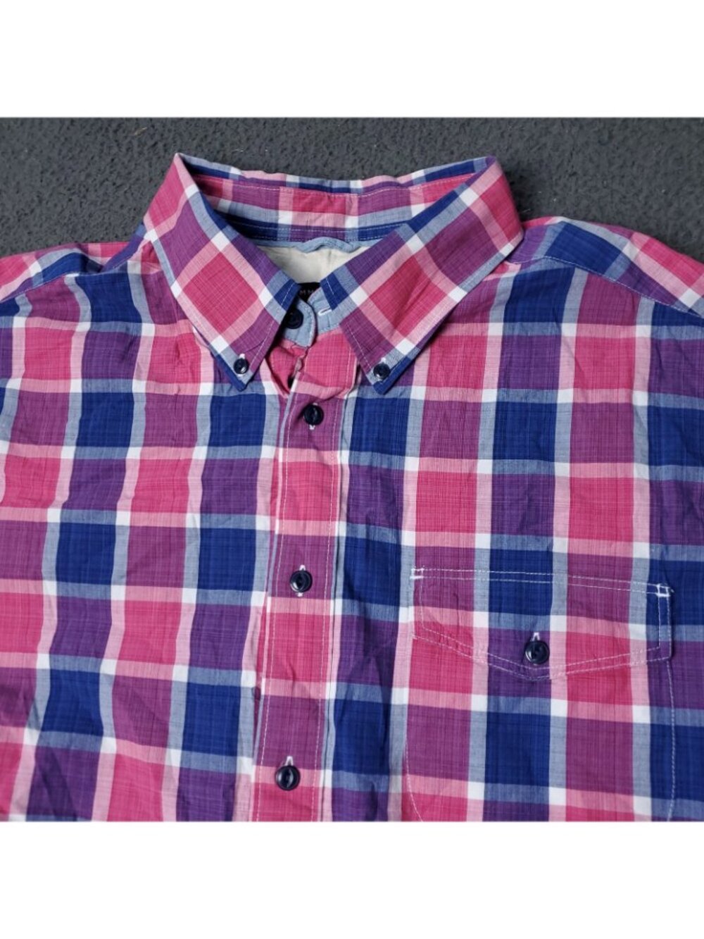 Tommy Hilfiger Shirt Mens 2XL XXL Pink Blue Long Sleeve Plaid Button